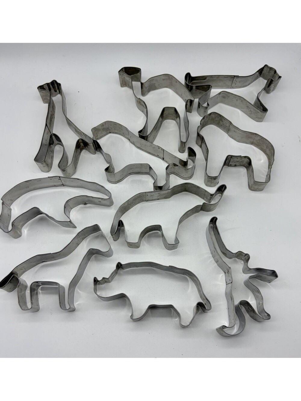 Lot of 10 Zoo Animal Metal Cookie Cutters Giraffe Elephant Monkey Bear Rhino++